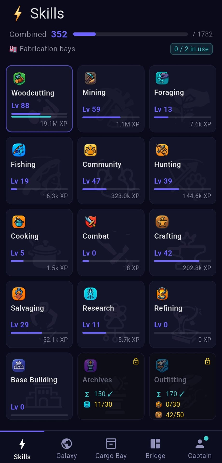 18 skills, every one levels to 99